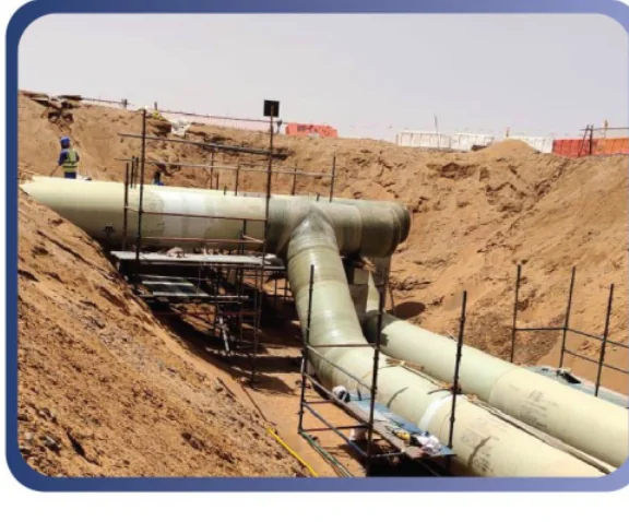 FRP pipeline installation at an industrial site